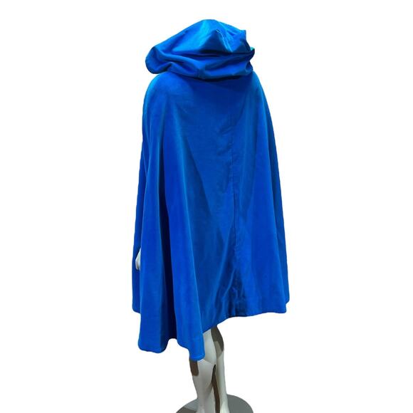 Royal Azure Velvet Hooded Cape with Satin Lining - Picture 4 of 15